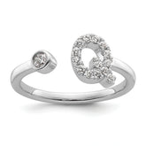 14k White Gold 1/5 carat Lab Grown Diamond VS/SI+ G+ Initial Q Adjustable Ring